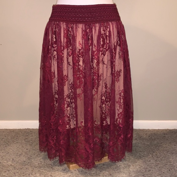 Rue21 Dresses & Skirts - Maroon Lace Rue21 Skirt